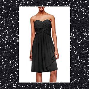 Little Black Dress Cocktail Chiffon David's Bridal Evening Sweetheart Strapless